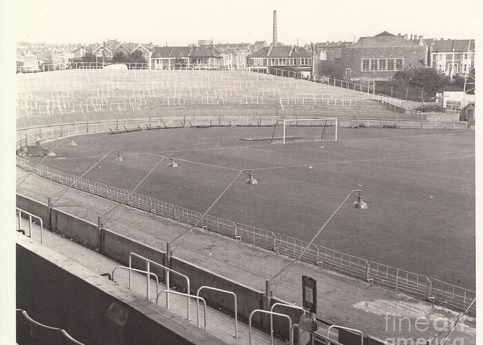 Greeting Card featuring the photograph Bristol Rovers - Eastville Stadium - East End 1 - October 1964 by Legendary Football Grounds