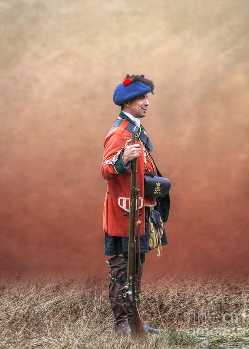 War Greeting Card featuring the digital art British Soldier Bushy Run by Randy Steele