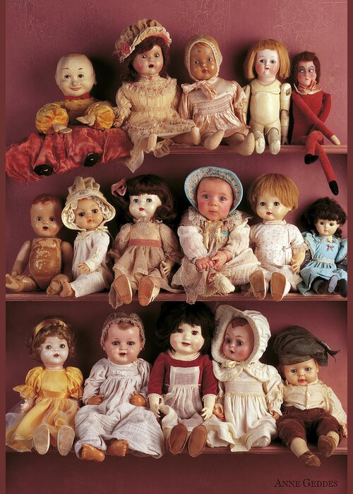 Dolls Greeting Card featuring the photograph Brittany and Antique Dolls by Anne Geddes