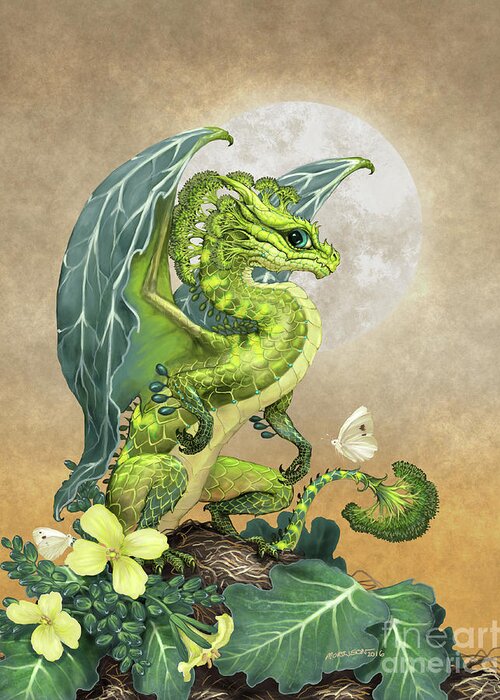 Dragon Greeting Card featuring the digital art Broccoli Dragon by Stanley Morrison