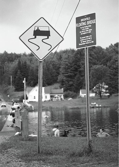 America Greeting Card featuring the photograph Brookfield, Vt - Floating Bridge 2 BW by Frank Romeo
