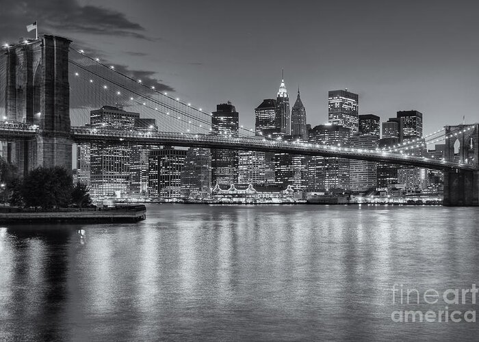 Clarence Holmes Greeting Card featuring the photograph Brooklyn Bridge Twilight II by Clarence Holmes