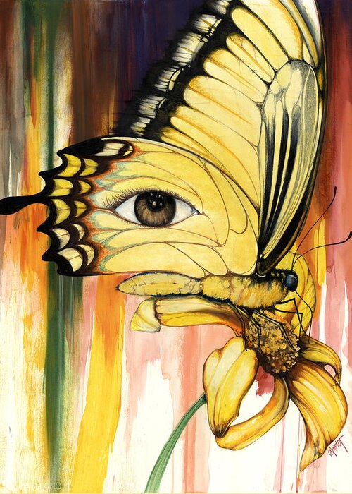 Brown Greeting Card featuring the mixed media Brown Eyes Butterfly by Anthony Burks Sr
