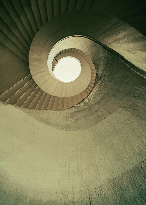 Stairs Greeting Card featuring the photograph Brown spiral stairs by Jaroslaw Blaminsky