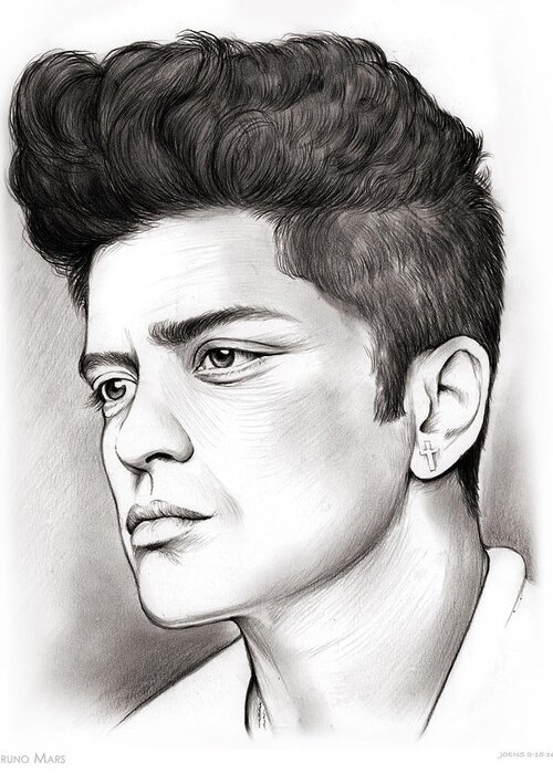 Bruno Mars Greeting Card featuring the drawing Bruno Mars by Greg Joens