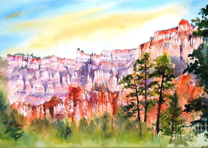 Bryce Canyon Greeting Card featuring the painting Bryce Canyon #3 by Betty M M Wong
