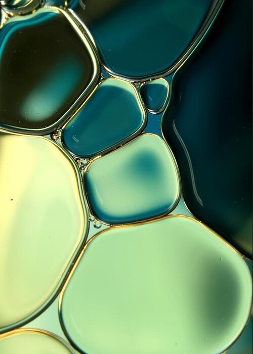 Oil Greeting Card featuring the photograph Bubble Blue by Sharon Johnstone
