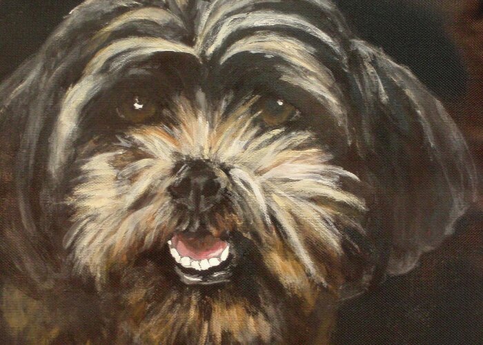 Little Dog Greeting Card featuring the painting Buca by Carol Russell