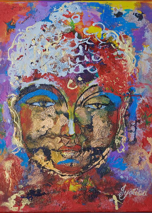  Greeting Card featuring the painting Buddha by Jyotika Shroff