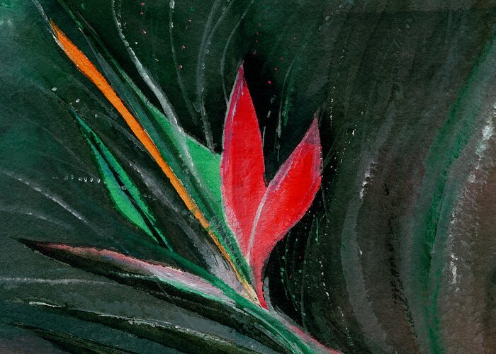 Flower Greeting Card featuring the painting Budding by Anil Nene