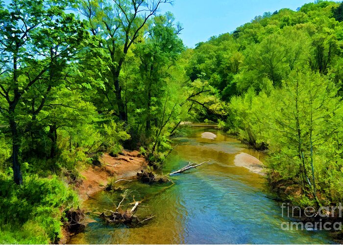  Greeting Card featuring the photograph Buffalo Creek - Digital Paint by Debbie Portwood