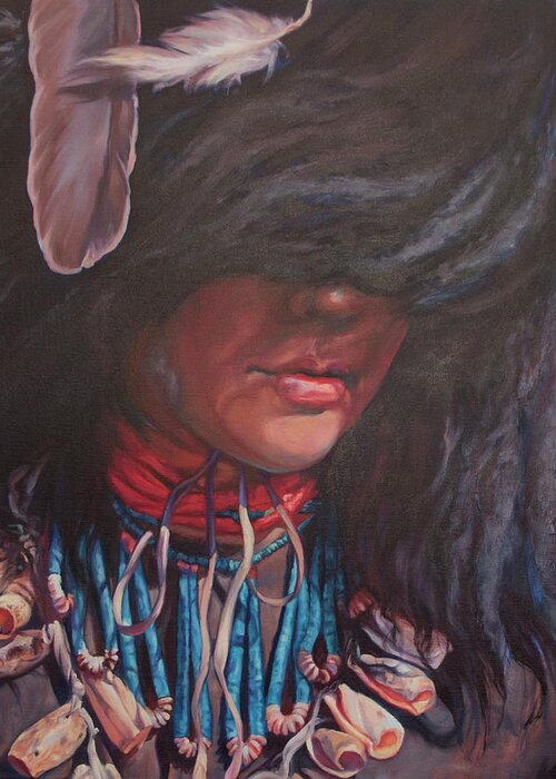 Hopi Greeting Card featuring the painting Buffalo Dancer by Christine Lytwynczuk