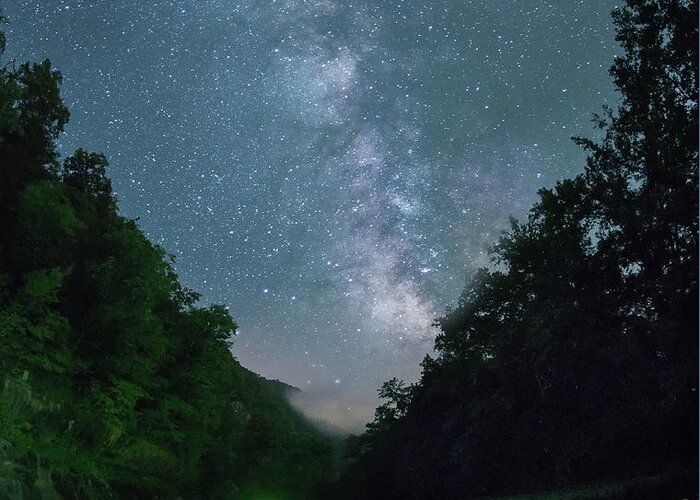 Buffalo River Greeting Card featuring the photograph Buffalo River with Milky Way by Hal Mitzenmacher