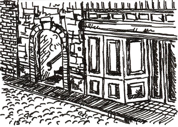 Building Greeting Card featuring the drawing Buildings 2 2015 - ACEO by Joseph A Langley