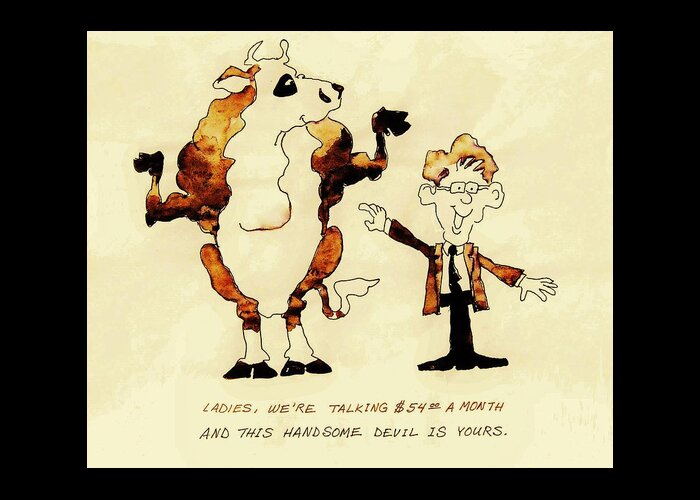 Beef Cartoons Greeting Card featuring the painting Bull Lease by Larry Campbell
