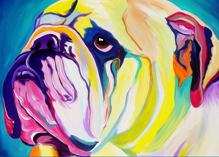 English Greeting Card featuring the painting Bulldog - Bully by Dawg Painter