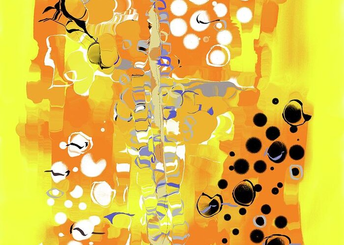 Yellow Abstract Art Greeting Card featuring the digital art Bullied by D Perry