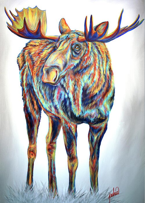 Moose Greeting Card featuring the painting Bullwinkle by Teshia Art