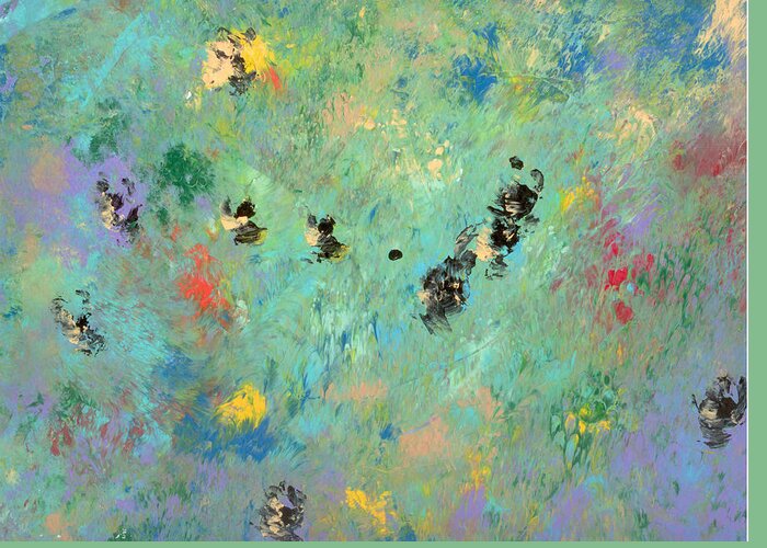 Abstract Greeting Card featuring the painting Bumblebees by Helene Henderson