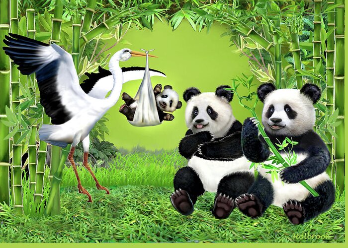 Baby Panda Greeting Card featuring the digital art Bundle of Joy by Glenn Holbrook
