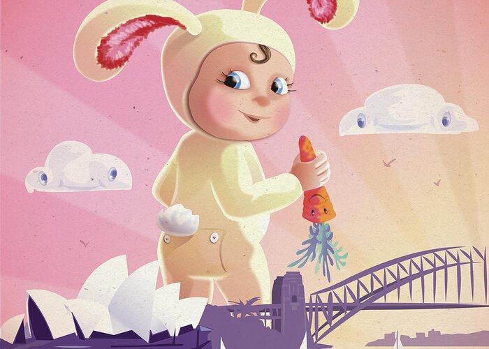 Baby Greeting Card featuring the digital art Bunny Mae by Simon Sturge