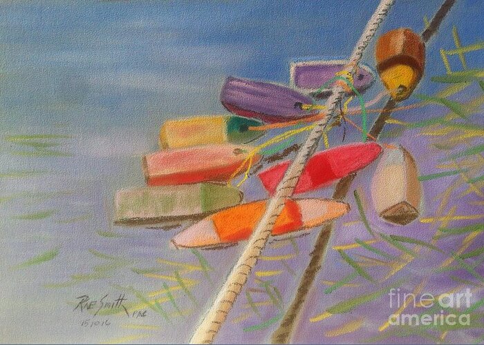 Pastels Greeting Card featuring the pastel Buoys by Rae Smith