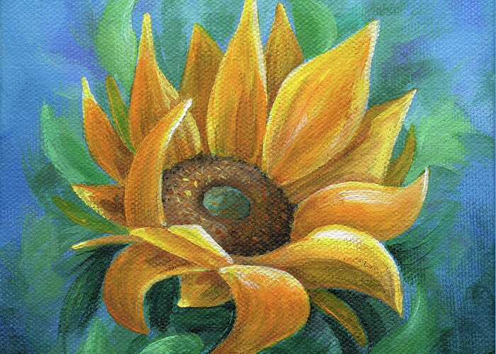 Sunflower Greeting Card featuring the painting Burst of Sunshine by Annie Troe