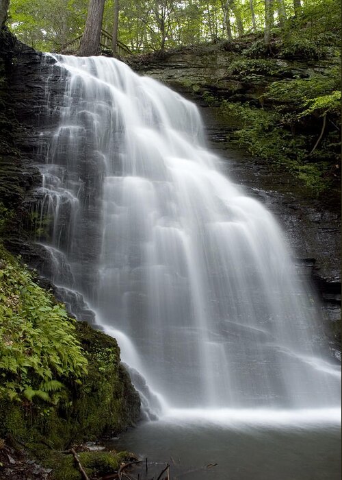 Waterfall Greeting Card featuring the photograph Bushkill Falls - daughter fall by Don Mennig