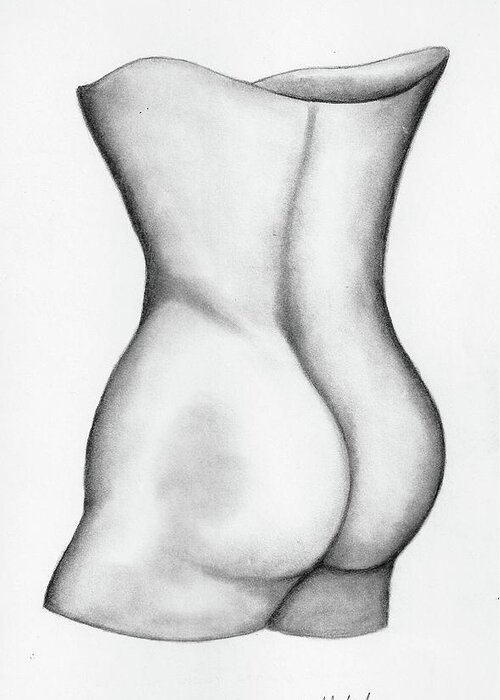 Figure Greeting Card featuring the drawing Butt of a Study by John Stuart Webbstock