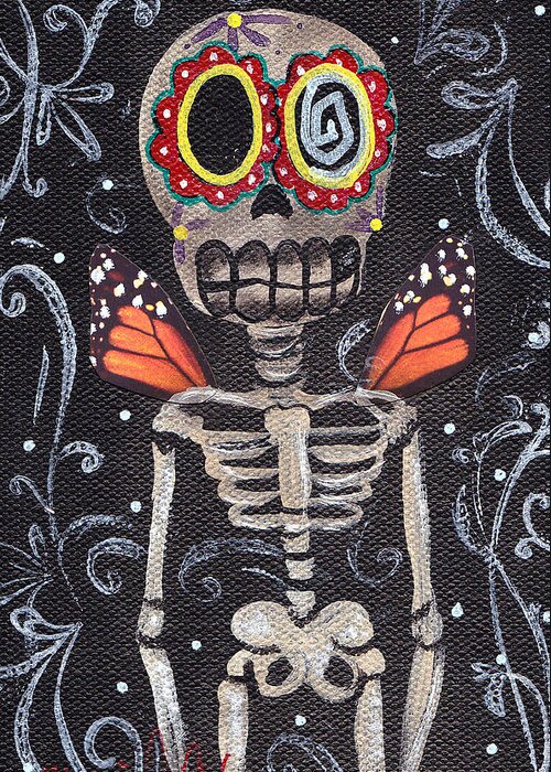 Day Of The Dead Greeting Card featuring the painting Butterfly by Abril Andrade