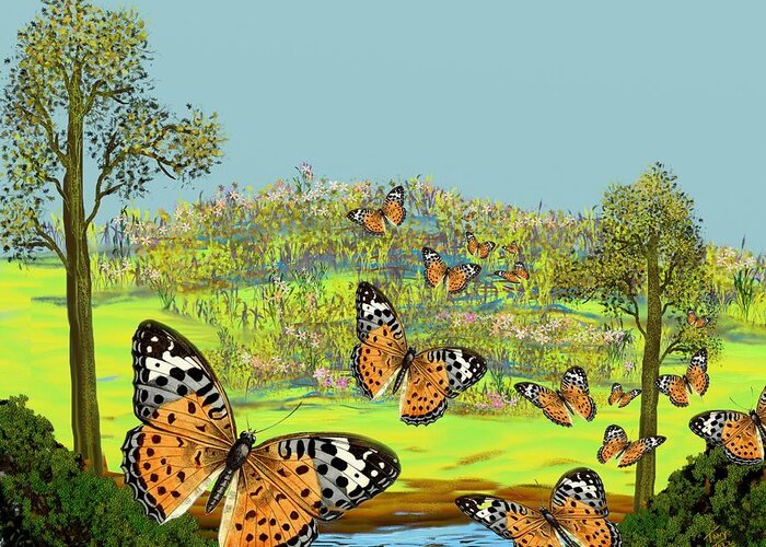 Butterflies Greeting Card featuring the digital art Butterfly Effect by Tony Rodriguez