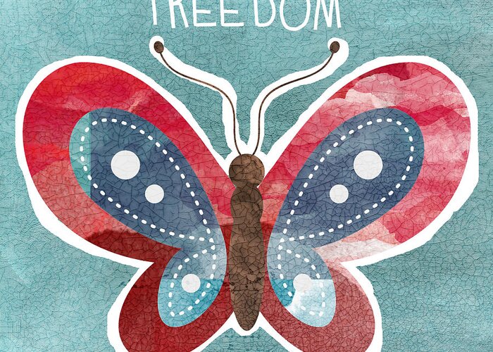 Boho Greeting Card featuring the painting Butterfly Freedom by Linda Woods