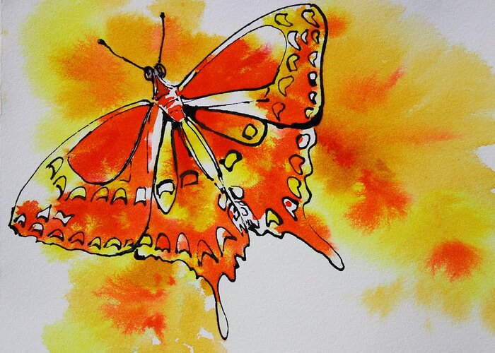 Butterfly Greeting Card featuring the painting Butterfly III by Tara Moorman