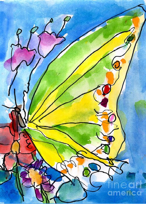 Butterfly Greeting Card featuring the painting Butterfly by Jeffrey Shutt Age Six