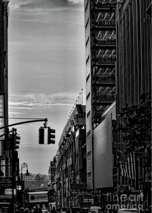 New York Greeting Card featuring the photograph Bw streets downtown by Chuck Kuhn