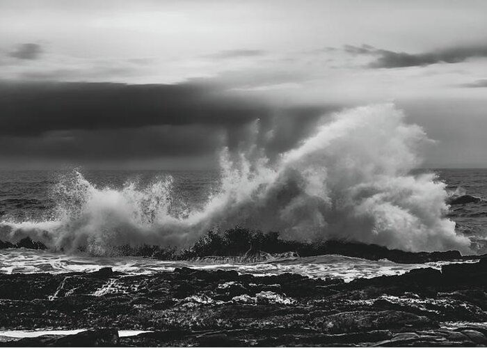 15 July 2013 Greeting Card featuring the photograph BW Waves Crashing on Tsitsikamma South Africa with Clouds by Jeff at JSJ Photography