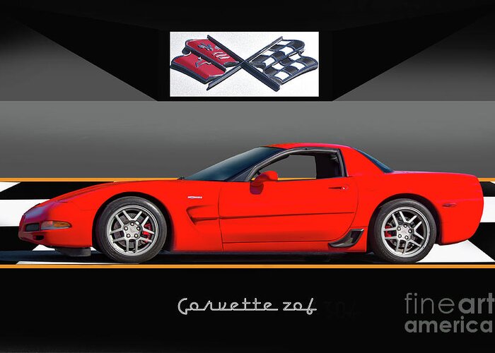 Auto Greeting Card featuring the photograph C5 Corvette ZO6 'Profile' I by Dave Koontz