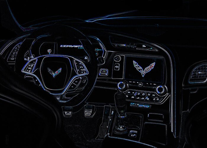 Corvette Greeting Card featuring the digital art C7 Corvette Interior by Darrell Foster