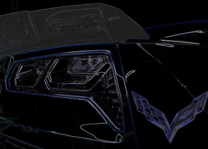 Corvette Greeting Card featuring the digital art C7 Corvette rear by Darrell Foster