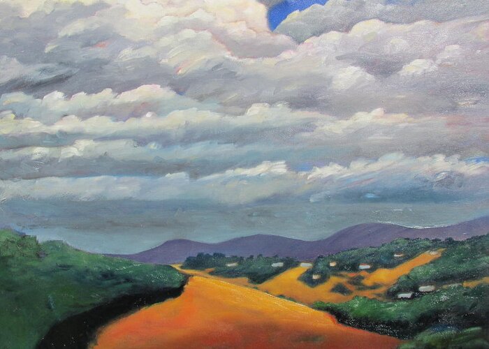 Landscape Greeting Card featuring the painting CA Cloudscape by Gary Coleman