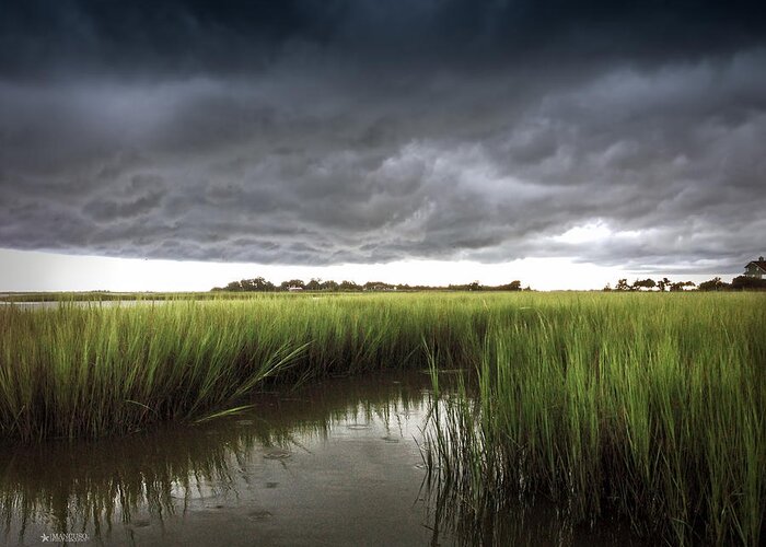Summer Storm Print Greeting Card featuring the photograph Cabbage Inlet Cold Front by Phil Mancuso