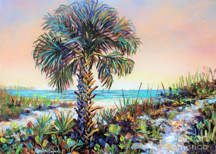 Siesta Key Greeting Card featuring the painting Cabbage Palm on Siesta Key Beach by Lou Ann Bagnall