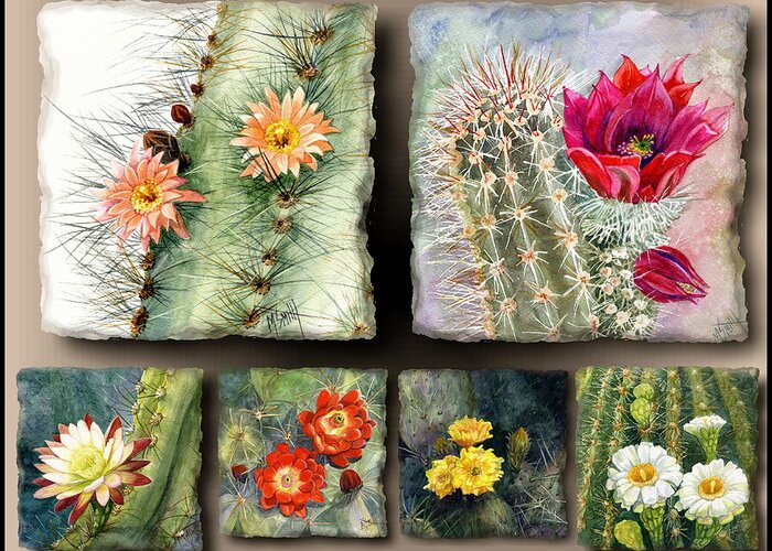 Cactus Greeting Card featuring the painting Cactus Collage 10 by Marilyn Smith