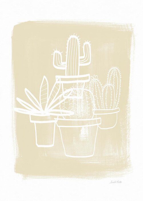 Cactus Greeting Card featuring the painting Cactus In Pots- Art by Linda Woods by Linda Woods