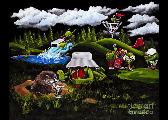 Caddyshack Greeting Card featuring the painting Caddy Shack by Michael Godard
