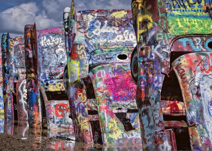 Joan Carroll Greeting Card featuring the photograph Cadillac Ranch Afternoon II by Joan Carroll