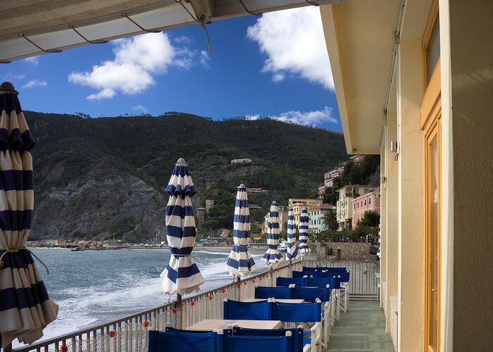 Cafe Greeting Card featuring the photograph Cafe in the Cinque Terre by Weir Here And There