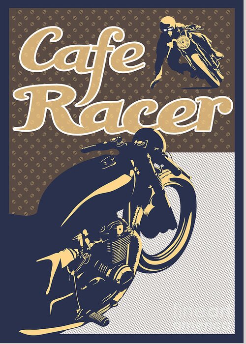 Retro Motor Cycle Greeting Card featuring the painting Cafe Racer by Sassan Filsoof