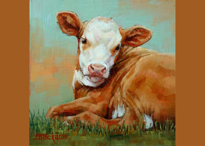 Calf Greeting Card featuring the painting Calf Resting by Margaret Stockdale