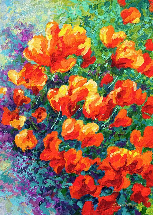 Iris Greeting Card featuring the painting California Poppies by Marion Rose